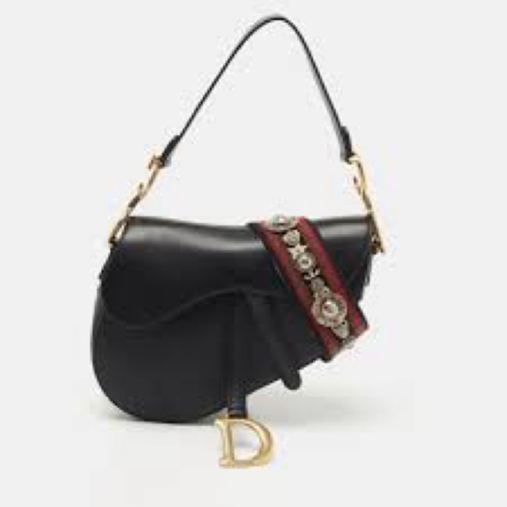 Chic Black Designer Shoulder Bag with Gold Details